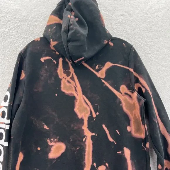 Adidas Hoodie Womens XL Black Sweatshirt Running Full Zip Bleach Dye Custom Gym - Picture 11 of 11